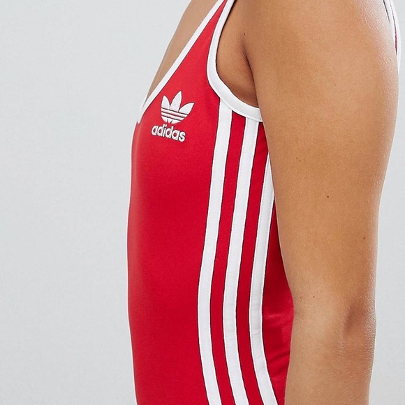 ADIDAS ORIGINALS WOMENS
Womens Radiant Red 3-Stripes Bodysuit - Picture 2 of 4